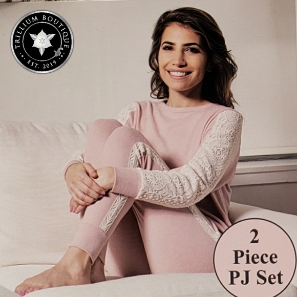 Flora Nikrooz Women's Lounge Pajama Set Pink Lace - Picture 4 of 6